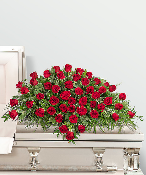 Double Saddle All Rose Casket Spray - Everlasting Love