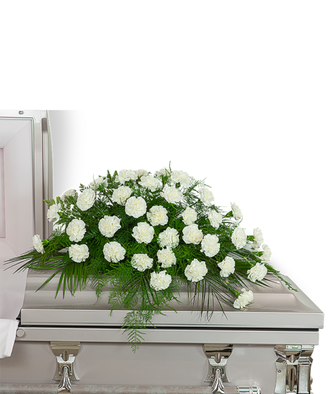 Single Saddle Carnation Casket Spray - Divinity Collection