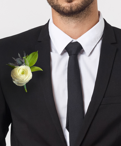 Simple Ranunculus Boutonniere - Choose Your Color